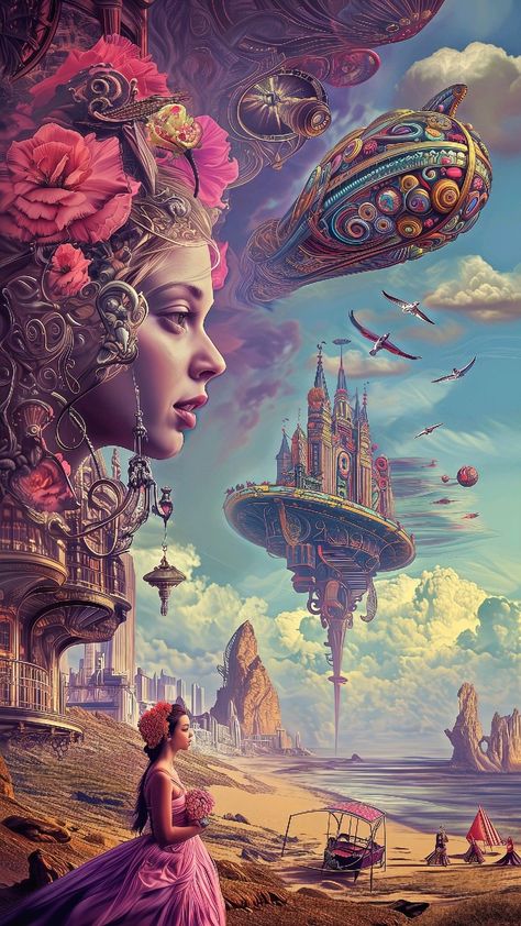 Please click on the title to view more high-quality digital - FREE this photo for personal and commercial use. #digital #digitalart #design #graphic #illustrationart #vintage #retro #aiphoto #freephoto #royalty-free Fantasy Cityscape, Fantasy Surrealism, Fantasy Posters, Love Animation Wallpaper, Dark Art Tattoo, Alternative Art, Fairytale Fantasy, Cityscape Painting, Fantasy Movies