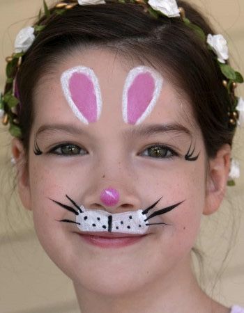 Kids Face Painting Easy, Bunny Face Paint, Easter Face Paint, Easy Face Painting Designs, Animal Face Paintings, Festival Face Paint, Face Paint Ideas, Christmas Face Painting, Girl Face Painting