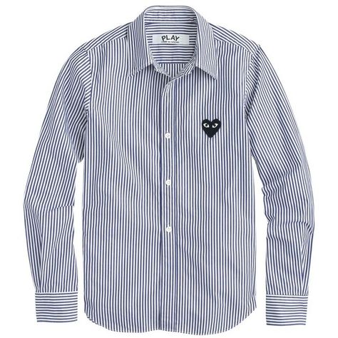 J.Crew PLAY Comme des Garçons® stripe blouse Comme Des Garcons Jacket, Heart Blouse, Play Comme Des Garcons, Stripe Blouse, Comme Des Garcons Shirt, Crew Clothing, Heart Shirt, Button Up Blouse, Crew Shirt