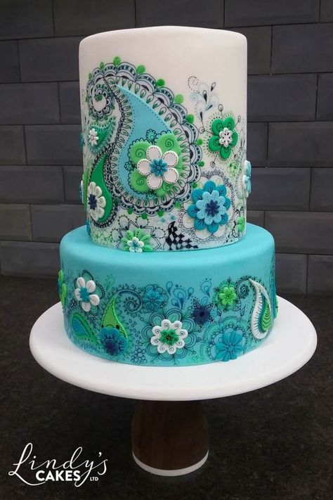 Cake Decorating Writing, Mehendi Cake, Paisley Cake, Spectacular Cakes, Doodle Cake, Chocolate Cake Mix Recipes, Paisley Doodle, Ocean Cakes, Cake Mix Cookie Recipes