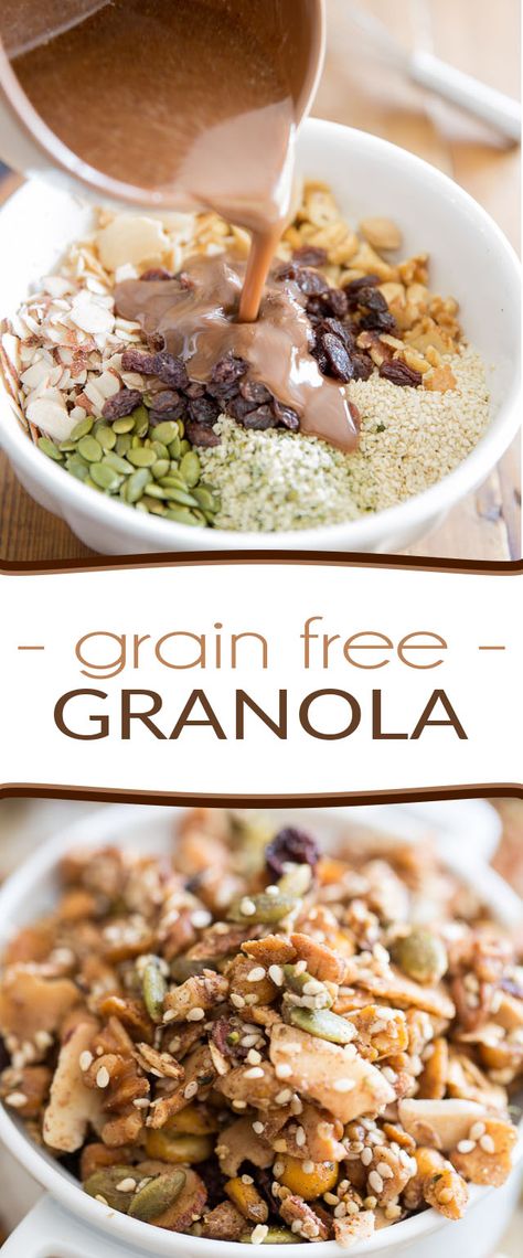 While this grain free granola might not be your typical morning cereal, its very intriguing flavor profile and unparalleled crunchy texture will no doubt win you over! Mediterranean Breakfast, Wheat Belly, Gluten Free Appetizers, Coconut Oil Recipes, Paleo Recipe, Morning Cereal, Grain Free Granola, Crunchy Pecans, Breakfast Bowl