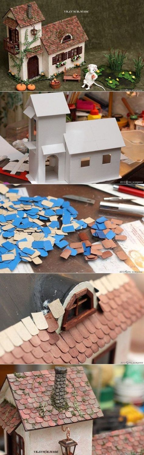 : Model Houses, Glitter Houses, Putz Houses, Cardboard House, Miniature Diy, Miniature Houses, Miniature Crafts, Paper Houses, Cardboard Crafts