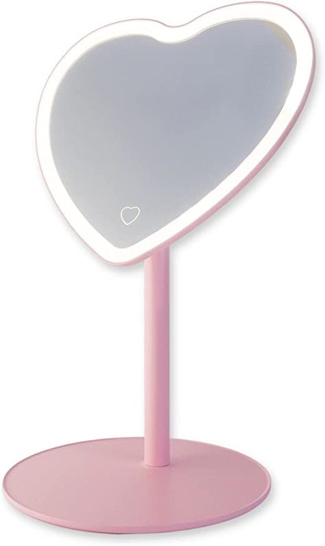 Room Decor Aesthetic Pink, Pink Heart Mirror, Pink Room Decor Aesthetic, Dresser Aesthetic, Heart Shaped Mirror, Mirror For Makeup, Rooms Decoration, Mirrors For Makeup, Pink Vanity