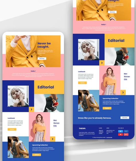 Fashion Email Newsletter Template PSD Newsletter Aesthetic, Creative Newsletter Design, Email Design Inspiration Creative, Email Newsletter Template Design, Digital Newsletter, Email Newsletter Inspiration, Newsletter Design Layout, Newsletter Design Inspiration, Employee Newsletter