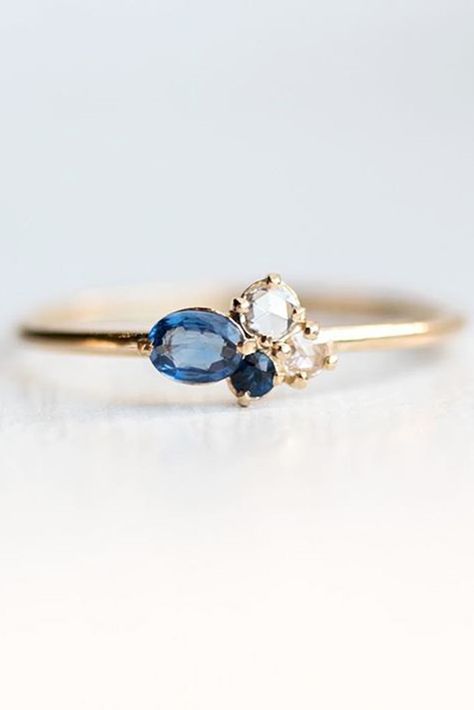 cheap engagement rings sapphire and rose cut white diamond in rose gold Cheap Engagement Rings, Handmade Gold Jewellery, Engagement Rings Affordable, Simple Engagement Rings, Antique Engagement, Bijoux Diy, Engagement Rings Sapphire, Cluster Ring, Stone Ring