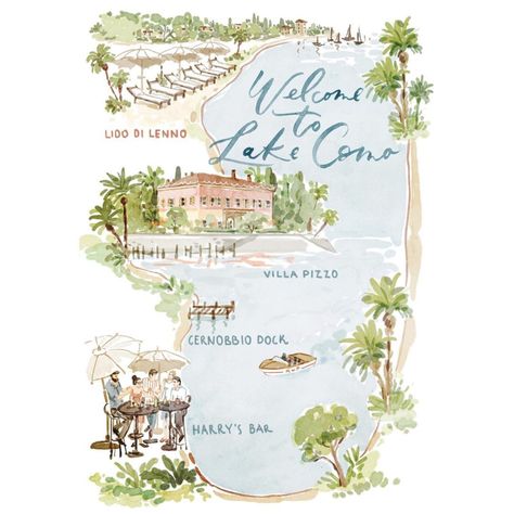 Impressionist Wedding Invitation, Lake Como Illustration, Custom Illustrated Wedding Invitations, Lake Garda Wedding, Crazy Wedding Cakes, Digital Wedding Invitations Design, Watercolor Invitation, Lake Como Wedding, Hand Painted Wedding