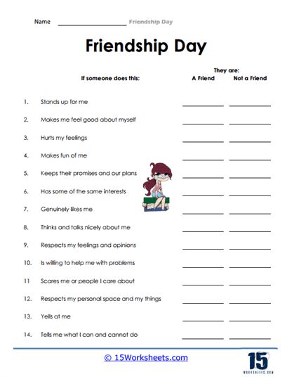 Friend Or Not? Worksheet - 15 Worksheets.com Definition Of Friendship, Friendship Day, Personal Space, Positive And Negative, I Feel Good, I Care, I Am Scared, Stand Up, Feel Good