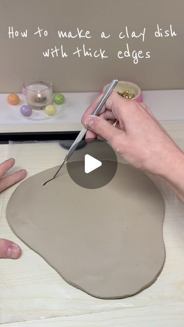 Chambre Mauve ❀ on Instagram: "Mini tutorial on how to make a clay dish with thick edges ✨

.

.
.

.
#argilla#clay#fy#diy#tutoral#giftidea#clayart#gift#clayideas#fyp#arcilla#colorful#tutorial#creative#handmade#sculpd#sculpdclay#smallbusiness#ClayCreations#ClayArt#Sculpting#HandmadeClay#PotteryArt#CeramicCraft#ArtInClay#ClayDesign#CreativePottery#DIYClay#tutorial#claydish" How To Make Clay Art, Sculpting Clay Ideas, Ajanta Ellora, Thick Edges, Clay Dish, Mini Tutorial, Sculpting Clay, Molding Clay, Clay Art