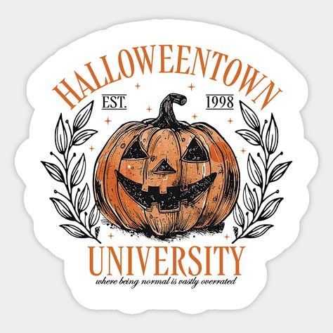 Halloweentown University 1998, Spooky Season, Retro Halloween Pumpkins, Halloween Pumpkin Fall Season -- Choose from our vast selection of stickers to match with your favorite design to make the perfect customized sticker/decal. Perfect to put on water bottles, laptops, hard hats, and car windows. Everything from favorite TV show stickers to funny stickers. For men, women, boys, and girls. Halloweentown Stickers, Halloweentown Pumpkin, Halloween University, Halloweentown University, Pumpkin Fall, Halloween Town, Retro Halloween, Halloween Pumpkin, Spooky Season