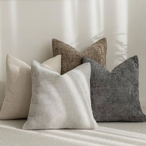 JensGatheringNest's Amazon home Product Set on LTK Bank Bed, Neutral Throw Pillows, Chenille Throw Pillows, Neutral Pillows, Grey Throw Pillows, Home Decor Sets, Inspire Me Home Decor, Luxury Cushions, Neutral Bedroom