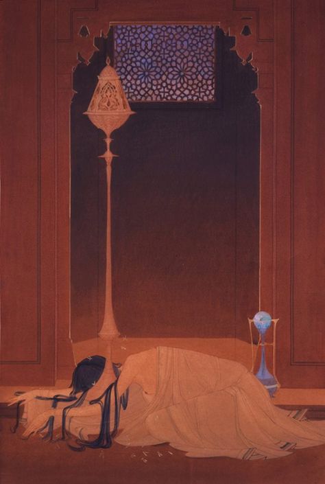 Abdur Rahman Chughtai (1894–1975), The Extinguished Flame Poetic Paintings, Asian Art Museum, South Asian Art, Photography Illustration, Indian Art Paintings, Vintage Portraits, Fantastic Art, Fukuoka, Art Google