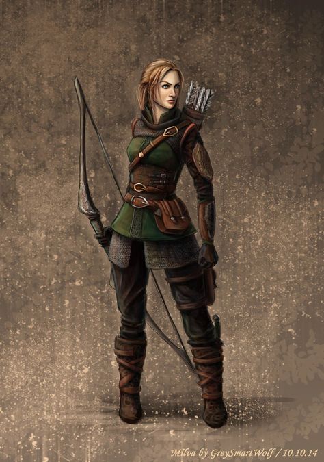 Elf Ranger, Yennefer Of Vengerberg, Wood Elf, Bow And Arrow, Dungeons And Dragons Characters, Fantasy Armor, Female Character, Fantasy Warrior, Fantasy Rpg