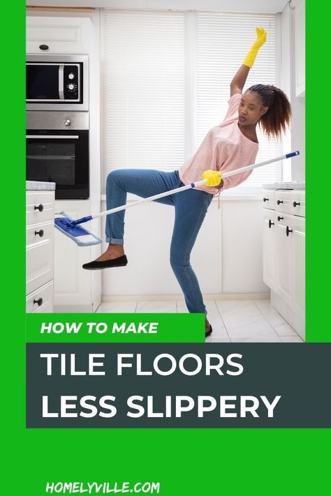 If you want to make your tile floor less slippery, we have a few tips you could follow. Which one would be best for you?#howtomaketilefloorslessslippery #tilefloors Interior Tiles Floor, How To Make Porcelain, Tile Hacks, How To Make Tiles, Non Slip Floor Tiles, Outside Tiles, How To Make Ceramic, Painting Tile Floors, Exterior Tiles