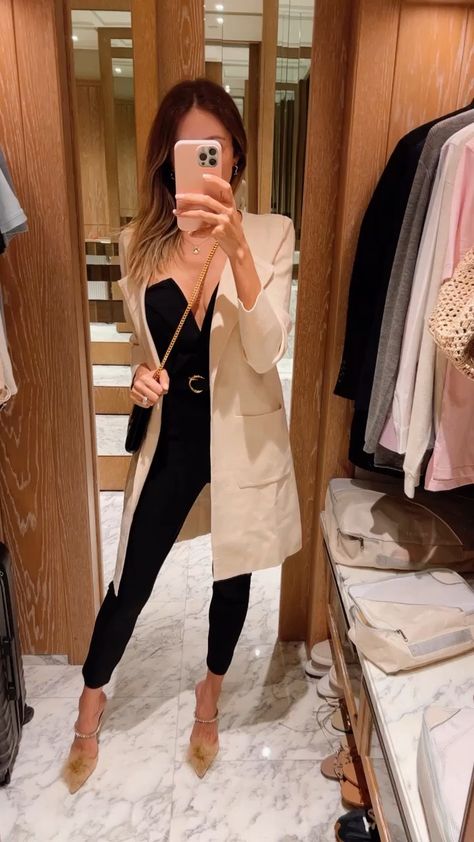 Strapless Jumpsuit Outfit With Jacket, Black Jumpsuit With Jacket, Jumpsuit Outfit With Jacket, Jean Jumpsuit Outfit, Jumpsuit With Jacket, Jumpsuit Outfit, Strapless Jumpsuit, Jeans Jumpsuit, Black Jumpsuit