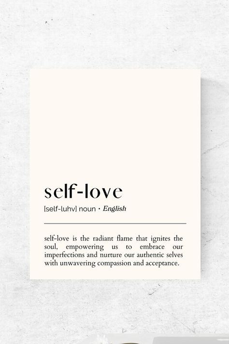 Self Love Print, Self Love Art Print, Self Love Definition, Self Love Line Art, Love Definition, Art Definition, Minimalistic Tattoos, Affirmation Art, Face Silhouette