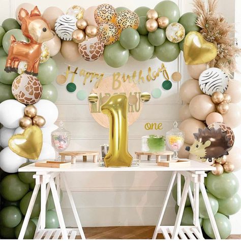 This Balloon Arch Garland is: Perfect for occasions like Wedding & Engagement, Christening & Baptism, St Patrick's Day, Grand Events, Retirement, Gender Reveal, Birthday Parties, House Moving, Children's Day, April Fool's Day, Back To School, Chinese New Year, Earth Day, Father's Day, Thanksgiving, Party, Christmas, Valentine's Day, Wedding, Halloween, Easter, New Year, Graduation, Anniversary, Mother's Day, Gender reveal. This stunning and striking Balloon Arch Kit is the perfect way to add an 1st Birthday Decorations Boy, First Birthday Decorations Girl, Forest Theme Party, 1st Birthday Balloons, 1st Birthday Party Decorations, Wild One Birthday, Wild One Birthday Party, Girl Birthday Decorations, 1st Birthday Decorations