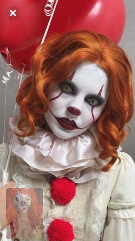 It Makeup Clown Pennywise, It Makeup Clown Women, Pennywise Makeup Girl, Pennywise Makeup Tutorial, Scary Clown Makeup Creepy, Scary Pennywise, Scary Face Paint, Pennywise Halloween Costume, Pennywise Makeup