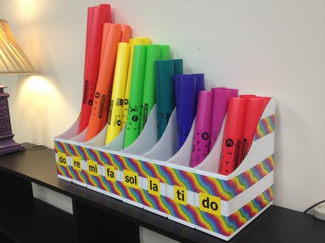 A few cardboard magazine boxes and some duct tape make a great Boomwhacker container! Boomwhacker Storage, Music Classroom Organization, Music Room Organization, Music Classroom Decor, Elementary Music Education, Boomwhackers, Solfege, Music Curriculum, Music Lesson Plans