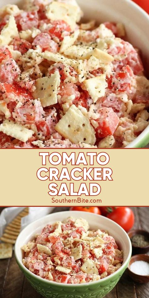 Cracker And Tomato Salad, Cracker Tomato Salad, Fresh Tomato Recipes Lunches, Fresh Garden Veggie Recipes, Salad Tomato Recipes, Tomato Sandwiches Recipes, Easy Tomato Salad, Tomato And Cracker Salad, Tomato Sandwich Southern