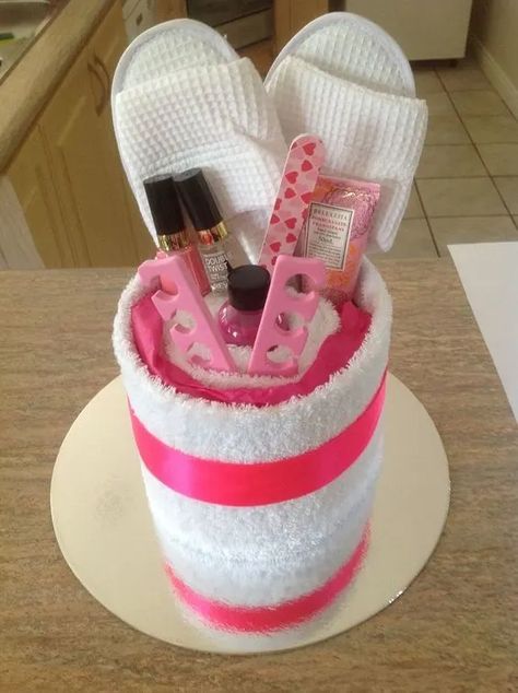 60+ Mothers Day Gift Basket Ideas That will Make Her Day - HubPages One Nail Color, Dollar Nails, Mothers Day Gift Basket, Sister Valentine, Nails Sets, Making A Gift Basket, Towel Cake, Towel Cakes, Present For Mom