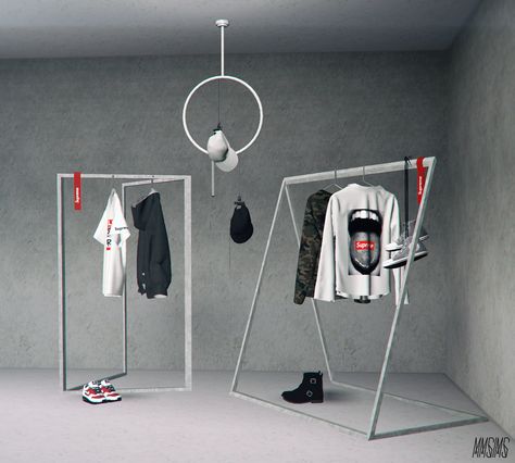 Sims 4 Clothes Rack, Sims 4 Cc Hanging Clothes, Sims 4 Hanging Clothes Cc, Sims 4 Clothing Rack, Sims Inspiration, Three Logo, Clothes Stand, Los Sims, Sims 4 Cc Furniture