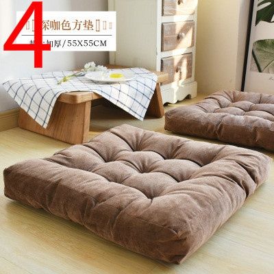 Corduroy tatami futon plush thickening oversized floor bay window cushion balcony yoga to play beautiful hip cushion | Wish Yoga Living Room, Indoor Outdoor Living Room, Round Chair Cushions, Sitting Pillows, Tufted Seat Cushion, Meditation Pillow, Square Pouf, Outdoor Seat Cushions, Floor Seating