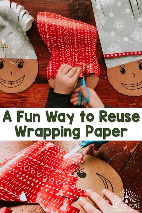 Try this adorable and simple activity this Christmas (or after a birthday party)! Save your wrapping paper after opening gifts and reuse it in this fine motor activity that kids will love. It's the perfect boredom buster for winter break and a great way to work on scissor skills! Recycled Activities, Bunk Bed Decorating Ideas, Bed Decorating Ideas, Kids Educational Crafts, Christmas Wrapper, Recycling Activities, Opening Gifts, Recycled Crafts Kids, Simple Activities