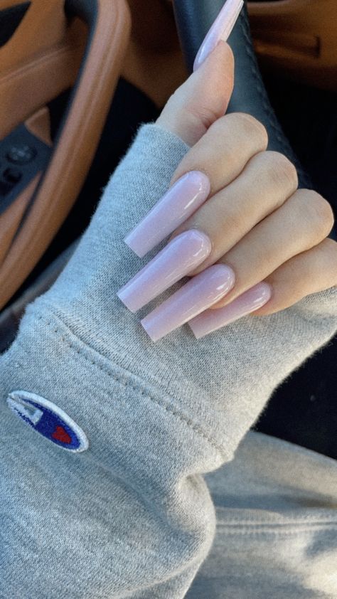 Basic Nails One Color, Nails For School Long, Baby Pink Acrylics, Crunchy Leaves, Stunning Nails, Casual Nails, Nails Only, Long Square Acrylic Nails, Bling Acrylic Nails