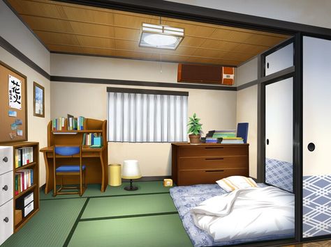 Japanese Room Bedrooms, Bedroom Japanese Style, Anime Houses, My Hime, Anime Bedroom, Habbo Hotel, Background Anime, Japanese Bedroom, Dorm Design