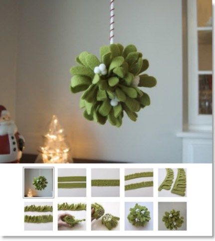 Diy Mistletoe, Mistletoe Diy, Felt Mistletoe, Quotes Crush, Felt Flowers Diy, Kissing Ball, Christmas Stockings Diy, Felt Christmas Decorations, Noel Diy