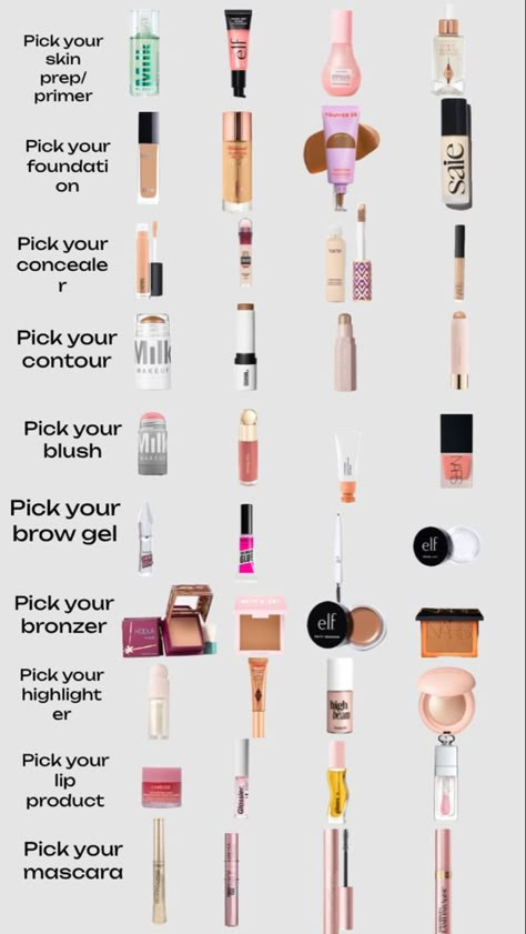 What Order To Do Makeup, Aesthetic Makeup Items, Best Make Up Products 2023, Makeup Basics Products, What Order To Apply Makeup, Makeup Routine Steps, Basic Makeup Products, Makeup Essentials List, Makeup Skin Prep