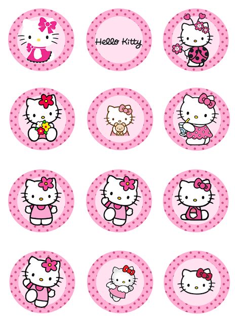 Hello Kitty Cupcake Toppers Printables, Hello Kitty Stickers Free Printable, Hello Kitty Cake Topper Free Printable, Hello Kitty Cake Topper Printable, Hello Kitty Stickers Printable, Hello Kitty Cumpleaños, Hello Kitty Topper, Hello Kitty Cupcake Toppers, Sticker Hello Kitty