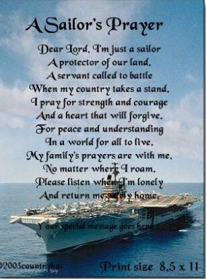 NAVY #1- SAILOR'S PRAYER poem print - no US s/h fee Disney Sayings, Navy Quotes, Navy Cakes, Military Scrapbook, Navy Families, Navy Party, Navy Girlfriend, Go Navy, Navy Life