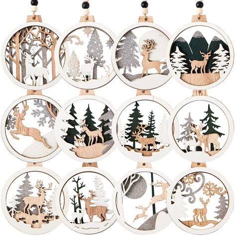 Tree Indoor, Diy Laser Cut, Wooden Reindeer, Laser Cut Wood Crafts, Wooden Christmas Decorations, Laser Engraved Ideas, Laser Art, Reindeer Ornaments, Wall Hanging Crafts