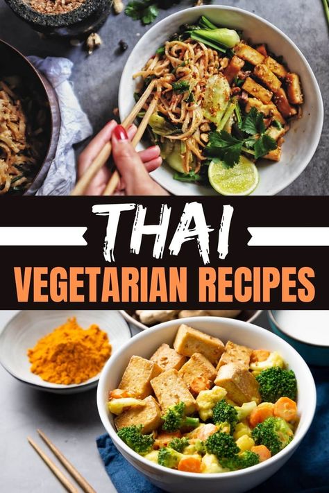 These authentic Thai vegetarian recipes are so good, even meat lovers can't resist. From stir-fries to salads to curries, this is vegetarian cuisine at its finest. Thai Curry Recipes Vegetarian, Thai Vegetarian Recipes, Tai Food Recipes, Vegetarian Thai Recipes, Vegetarian Thai, Zesty Salad, Curry Recipes Vegetarian, Healthy Indian Recipes, Thai Dishes