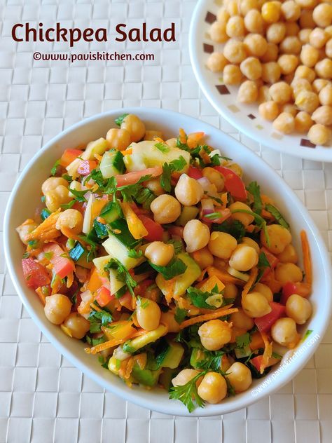 Spicy chickpea salad recipe | Chana salad | chole salad | Kondakadalai salad | Garbanzo salad Chickpea Salad Indian Style, Chana Salad Recipe, Chana Salad, Salad Indian, Veg Salads, Cook Chickpeas, Garbanzo Salad, Healthy Vegetable Salad, Indian Fast Food