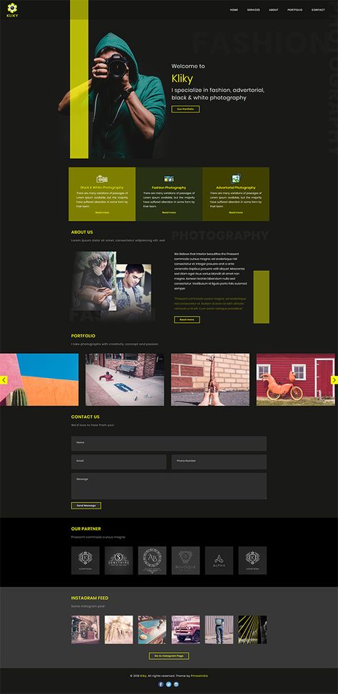 Kliky - Photography Website Template Photographer Graphic Design, Photography Website Templates, Photography Portfolio Website, Photography Website Design, Portfolio Website Template, Graphic Design Brochure, Minimal Photography, Photography Themes, Photographer Website