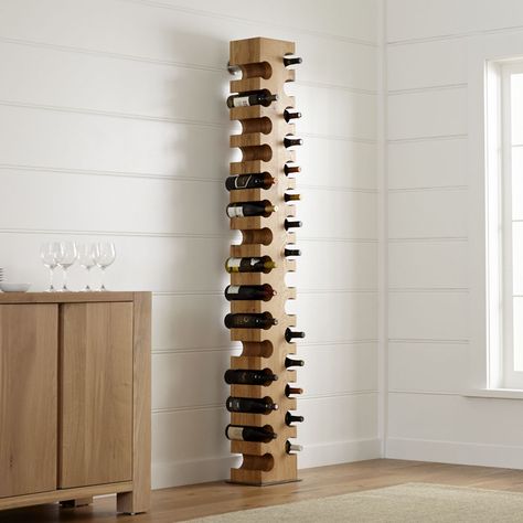 Big Sur Natural 30-Bottle Standing Wine Rack - Crate and Barrel Contemporary Wine Racks, Small Wine Racks, Standing Wine Rack, Wine Tower, Wine Stand, Wood Wine Racks, Bottle Stand, Wine Rack Wall, Diy Wine Rack