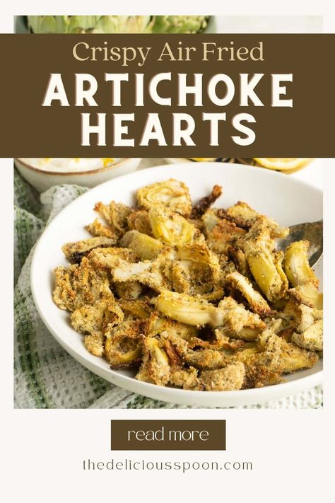 These easy and crispy air fried artichoke hearts are a great side dish or addition to salads. And they are ready in about 15 minutes. Fried Artichoke Hearts Recipes, Air Fried Artichoke Hearts, Air Fryer Artichoke Hearts, Air Fryer Artichoke, Fried Artichoke Hearts, Artichoke Heart Recipes, Fried Artichoke, Healthy Air Fryer, Airfryer Recipes