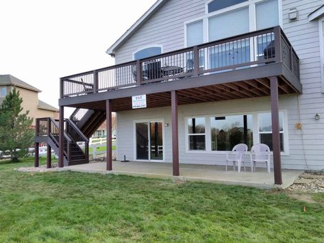 Upstairs Deck Ideas, 2nd Story Deck, Two Level Deck, Second Floor Deck, Deck Addition, Second Story Deck, Deck Remodel, Patio Deck Designs, Deck Construction