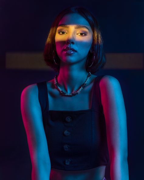 Woman gobo fashion portrait photography | Behance Led Light Portrait Photography, Led Portrait Photography, Optical Snoot Portrait, Gobo Photography Ideas, Coloured Light Photography, Optical Spot Photography, Studio Portrait Photography Poses Women, Rgb Photoshoot, Rgb Lighting Ideas Photography