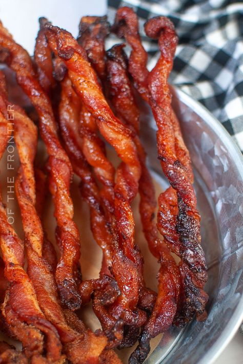 This viral TikTok twisted bacon is the best way to impress guests at a brunch or breakfast gathering, and it's so easy. Twisted Bacon, Breakfast Gathering, Mac N Cheese Bacon, Candied Bacon Recipe, Ham And Cheese Quiche, Home Decor Photography, Cinnamon Roll Pancakes, Bacon Deviled Eggs, Crispy Chicken Tenders