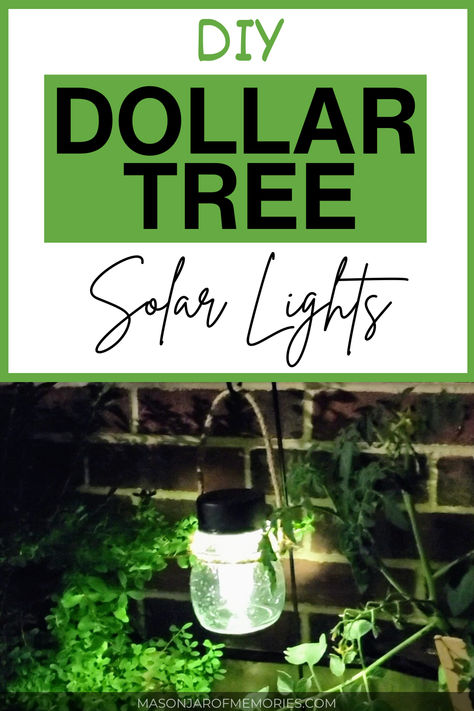 DIY Dollar Tree Solar Light using items that can be found at the Dollar Tree using mason jars. Jar Of Memories, Diy Solar Lanterns, Solar Lamps Diy, Mason Jar Solar Lights, Solar Garden Lanterns, Whimsical Diy, Solar Yard Lights, Tree Lanterns, Solar Lights Diy