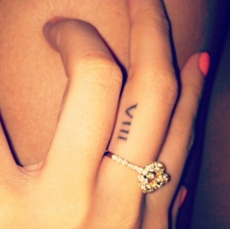 20 Cool Wedding Date Tattoos To Get Inspired | Weddingomania Wedding Date Tattoos, Quote Tattoos Placement, Wife Tattoo, Numeral Tattoo, Tattoo Finger, Roman Numeral Tattoos, Wedding Ring Tattoo, Tattoo Wedding Rings, Finger Tattoo For Women