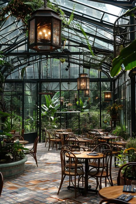 Outdoor Greenhouse Restaurant Greenhouse Restaurant, Conservatory Greenhouse, Outdoor Greenhouse, Gardens Flowers, Pilates Studio, Garden Trees, Butterfly Garden, Tea House, My House