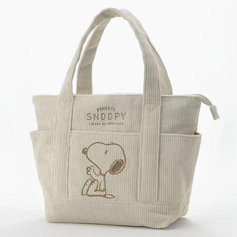 Peanuts Snoopy Corduroy Tote Bag - I Woke Up This Cute (4 Colors) Cute Snoopy, Corduroy Tote Bag, Chibi Cat, Kawaii Pens, Pen Shop, Handbags Casual, Japanese Cartoon, Backpack Tote Bag, Peanuts Snoopy