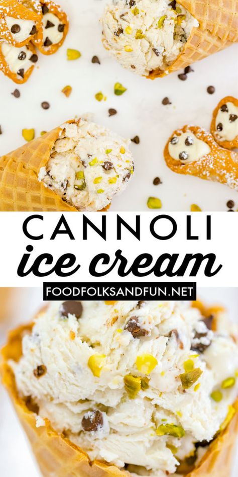 Cannoli Ice Cream Recipe, Spring Ice Cream Flavors, Unique Ice Cream Flavors Recipes, Cannoli Ice Cream, Unique Ice Cream Flavors, Italian Cannoli, Cannoli Dip, Sugar Cookie Cups, Holy Cannoli