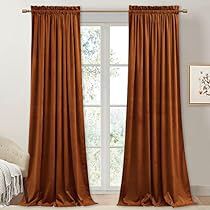 Orange Velvet Curtains, Burnt Orange Curtains, Sliding Door Curtains, Orange Curtains, Long Living Room, Brown Curtains, Dining Room Curtains, Yellow Curtains, Velvet Drapes