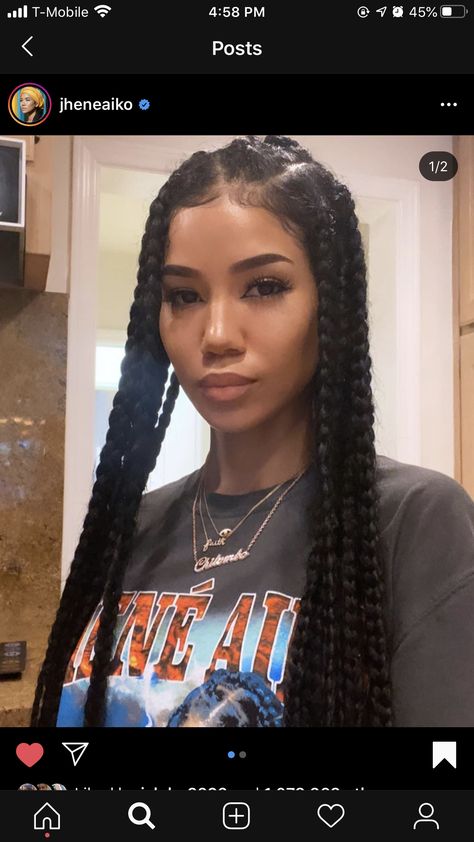 Faux Loc, Big Box Braids, Jumbo Box Braids, Jhene Aiko, Girls Hairstyles Braids, Girls Braids, Trending Hairstyles, Baddie Hairstyles, Box Braids Hairstyles