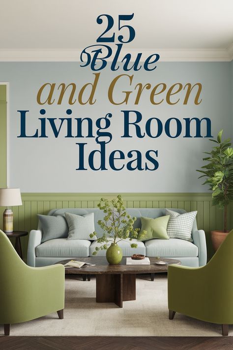 Dive into the world of blue and green living rooms! This color combination offers a wide range of possibilities, from calming blues and greens to vibrant turquoise and teal. Explore different blue and green living room color schemes that will inspire your next home makeover. Blue Green Interior Paint Colors, Blue Green Beige Living Room, Light Blue And Green Living Room, Blue And Green Living Room Color Scheme, Blue And Green Interior Design, Navy And Sage Living Room, Green And Blue Decor, Blue Green Living Room, Drawing Room Colour